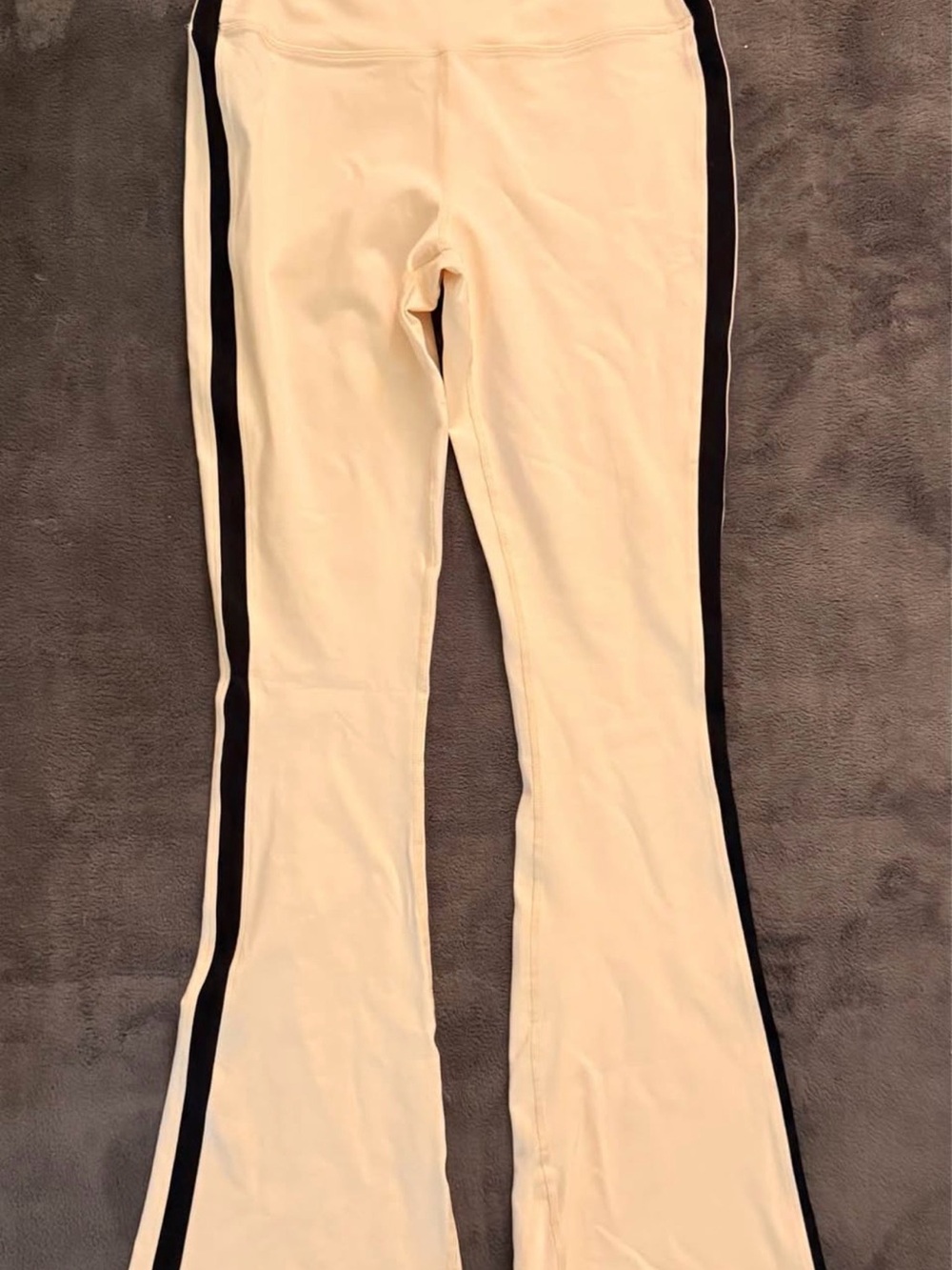 Splits59 Cream Flare Leggings with Black Side Stripe